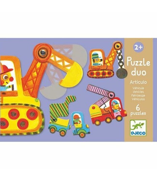 Djeco | Puzzel Duo | Voertuigen | Bewegend | 12 delig | 2+