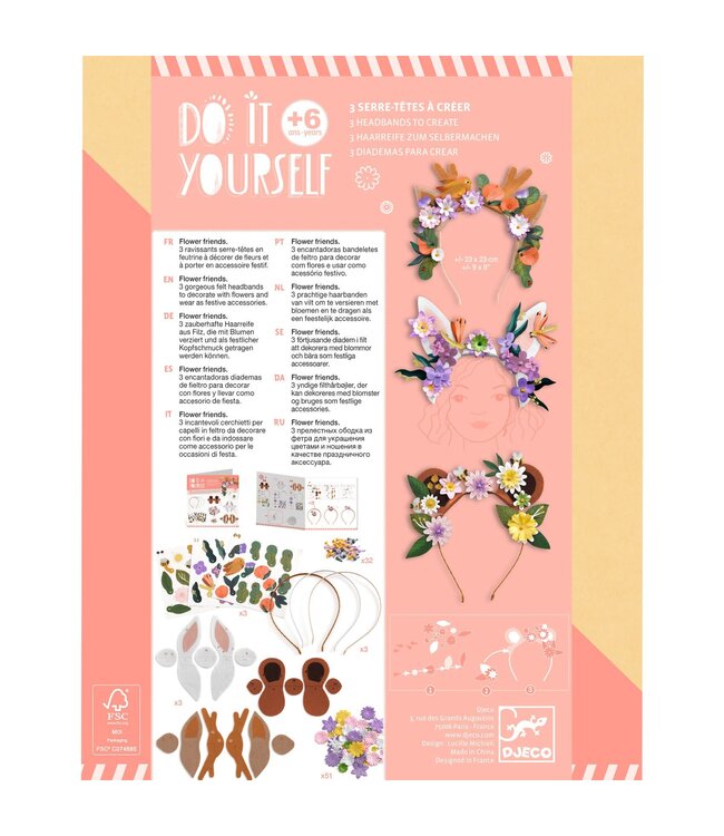 Djeco | Do it Yourself | 3 Headbands | Flower Friends | 6+