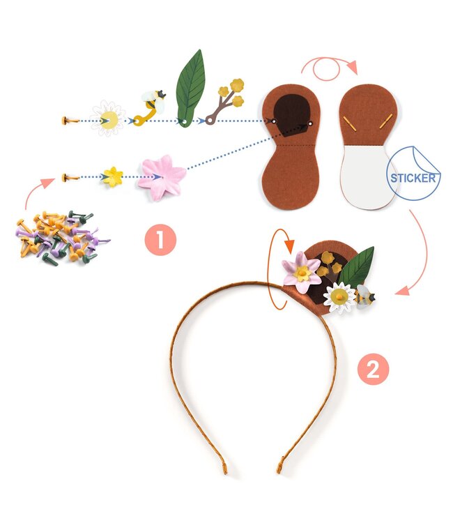 Djeco | Do it Yourself | 3 Headbands | Flower Friends | 6+