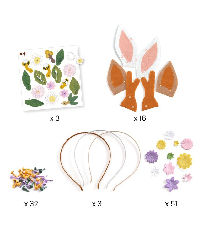 Djeco | Do it Yourself | 3 Headbands | Flower Friends | 6+