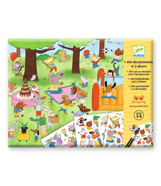 Djeco | Rub on Transferstickers | Het is feest! | 5 - 8 jaar