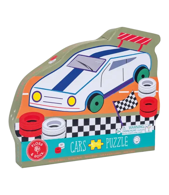 Floss & Rock | Jigsaw Puzzle in Shaped Box | 40 delig | Cars | 3+