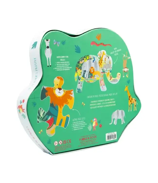 Floss & Rock | Jigsaw Puzzle in Shaped Box | 40 delig | Jungle | 3+