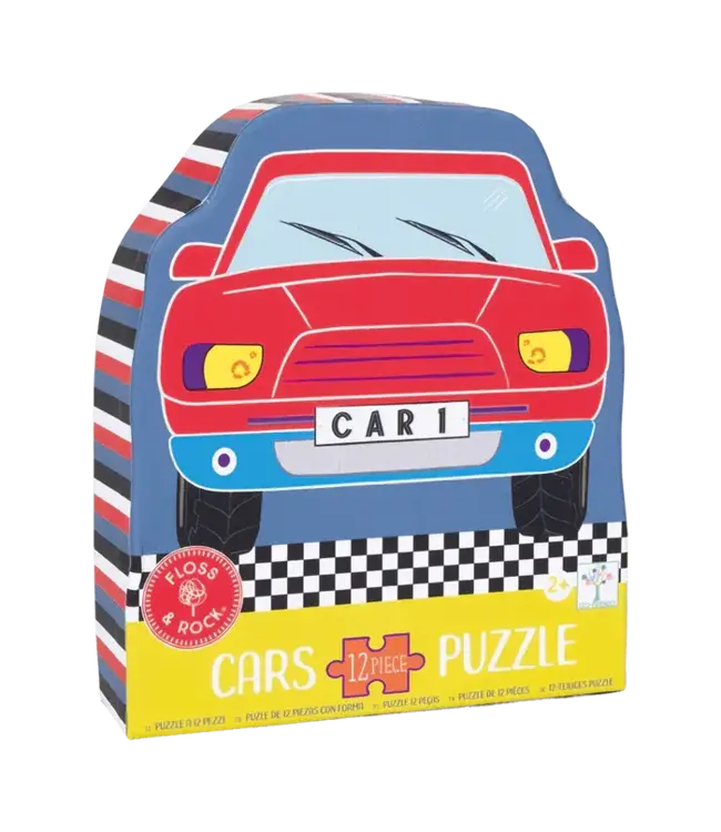 Floss & Rock | Jigsaw Puzzle in Shaped Box | 12 delig | Cars | 2+