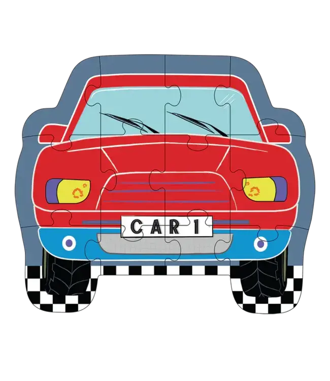 Floss & Rock | Jigsaw Puzzle in Shaped Box | 12 delig | Cars | 2+