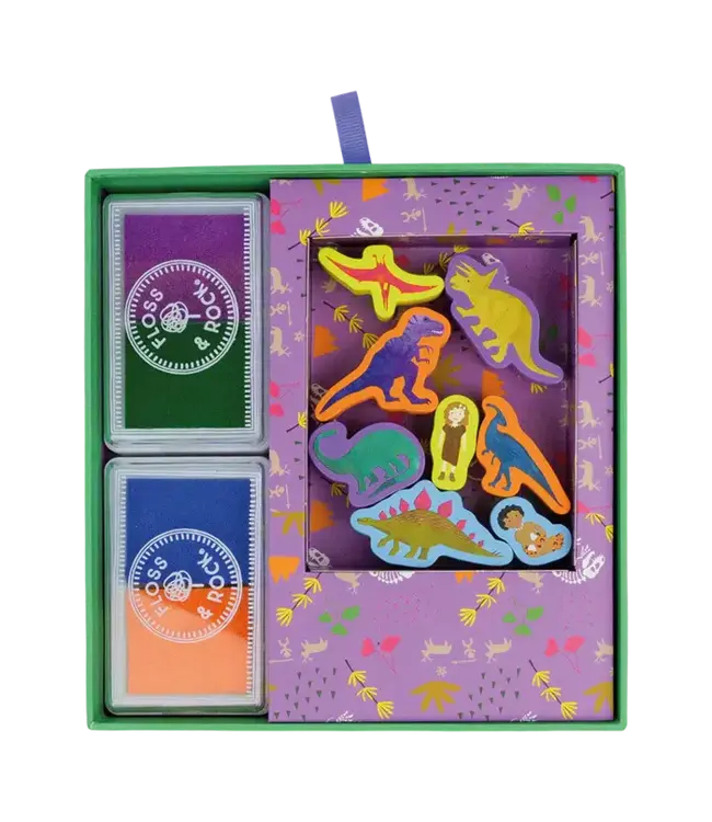 Floss & Rock | My Stamper Set | 8 Wooden Stamps | Dino | 3+