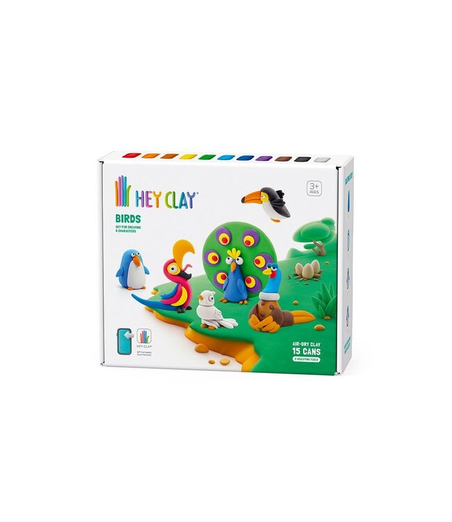 Hey Clay | Set voor 6 Dieren | Birds | 11 kleuren | 3+