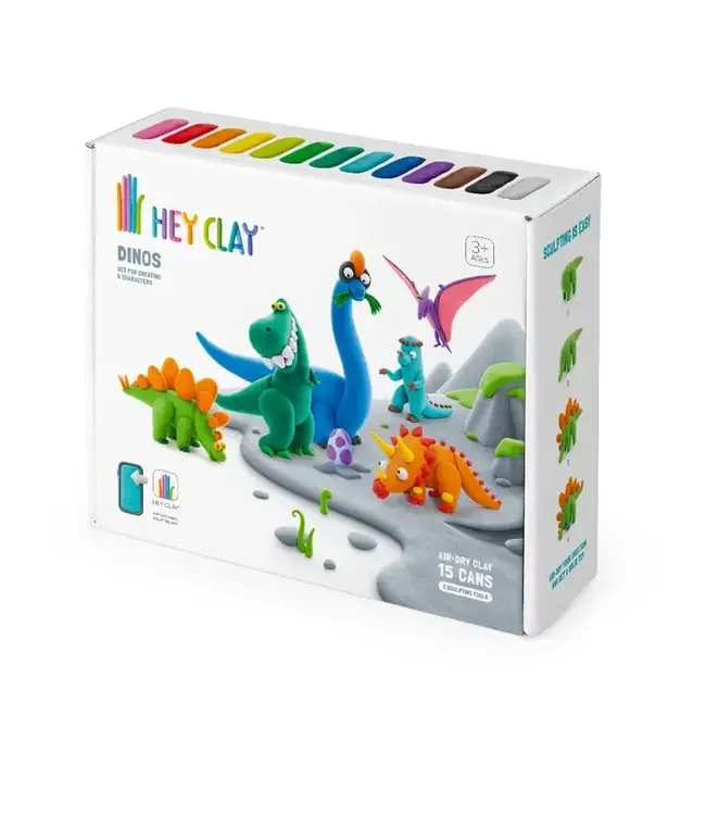 Hey Clay | Set voor 6 Dieren | Dinos | 13 kleuren | 3+