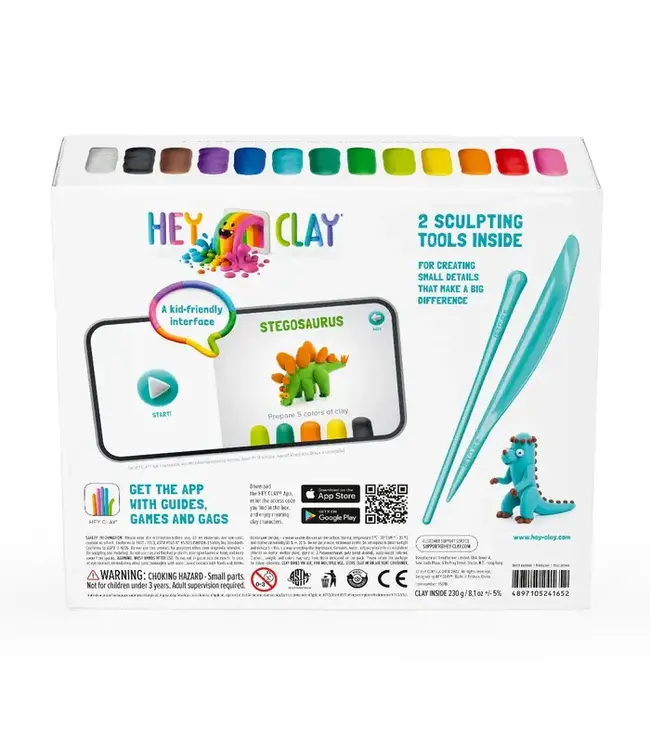 Hey Clay | Set voor 6 Dieren | Dinos | 13 kleuren | 3+