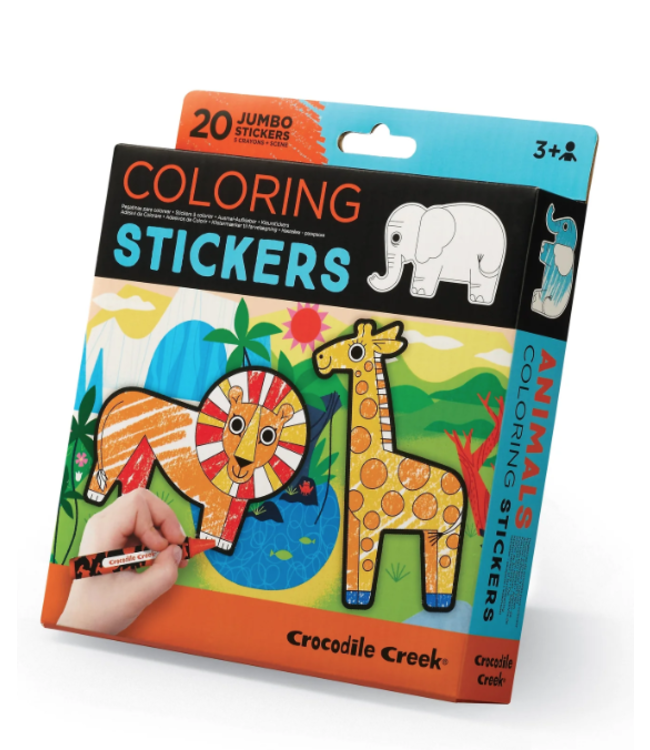 Crocodile Creek | Coloring Stickers | 20 Jumbo Stickers | Animals | 3+
