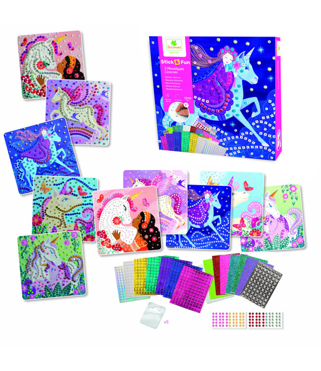Sycomore | Stick'n Fun | 5 Large Mosaiques | Unicorns | 5+