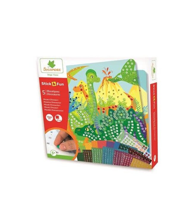 Sycomore | Stick'n Fun | 5 Large Mosaiques | Dinosaurs | 5+