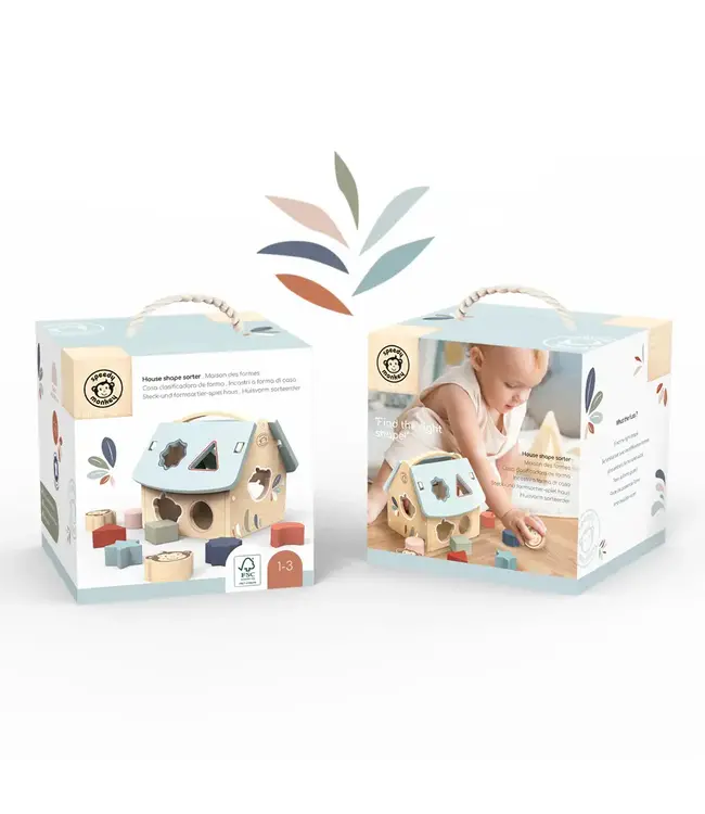 Speedy Monkey | Houten Vormenstoof | House Shape Sorter | 9 delig |               cm  | 1+