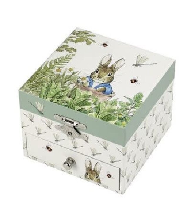 Trousselier | Houten Muziekdoos l Kubus 10,5 x 8,5 cm | Peter Rabbit© Libelle | Mozart | Lullaby