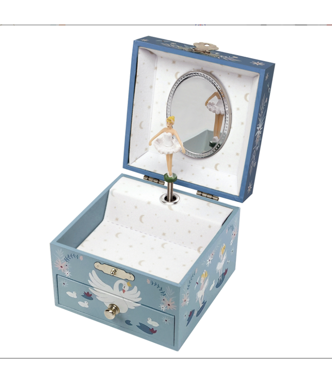 Trousselier | Houten Muziekdoos l Kubus 10,5 x 8,5 cm | Tchaikovsky| het Zwanenmeer