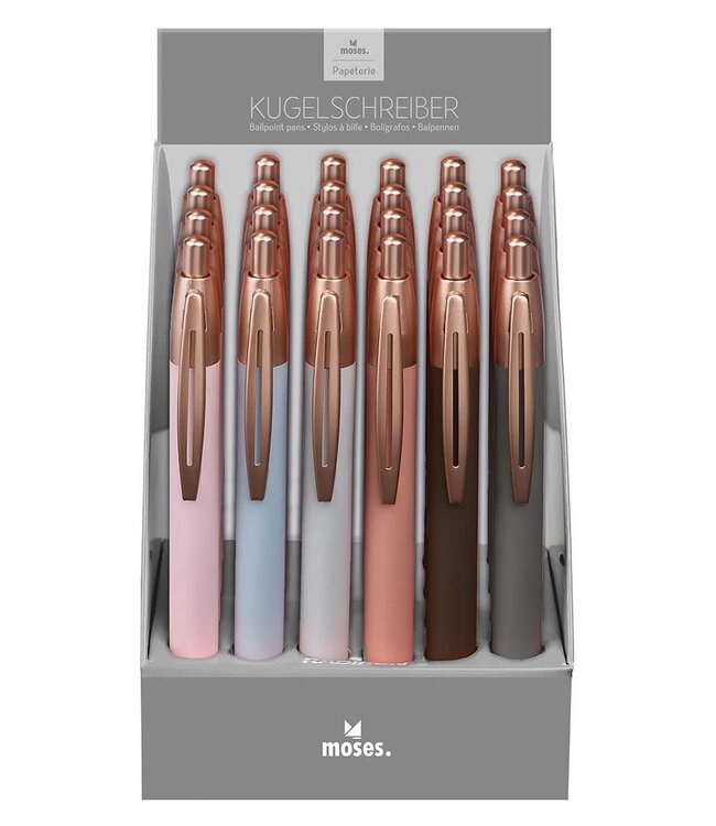 Moses | Balpen rosé | met rubberen module | 14 cm | Zwart inkt patroon | Verwisselbaar