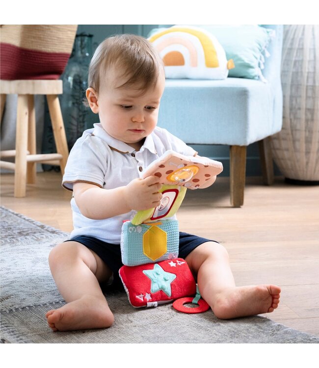 Sophie de Giraf | Fresh Touch | Soft Toy | Zintuigelijke Kaarten | 4 delig | Tweezijdig | 14 cm | +3 maanden