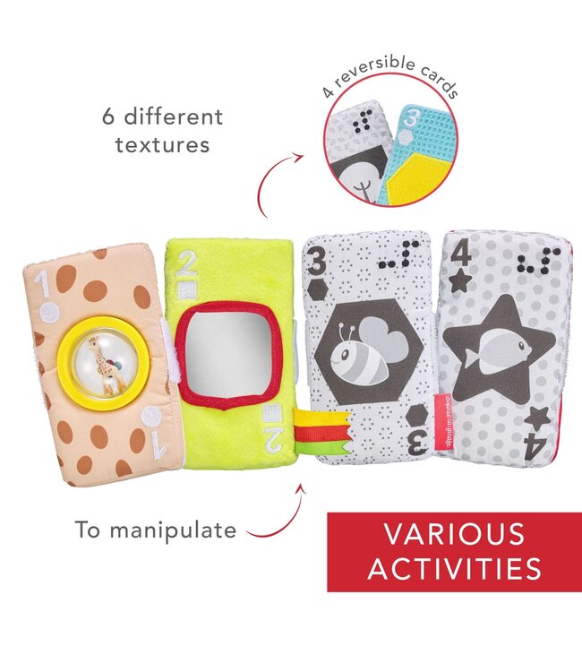 Sophie de Giraf | Fresh Touch | Soft Toy | Zintuigelijke Kaarten | 4 delig | Tweezijdig | 14 cm | +3 maanden