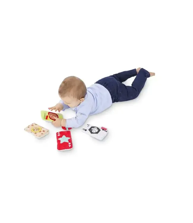 Sophie de Giraf | Fresh Touch | Soft Toy | Zintuigelijke Kaarten | 4 delig | Tweezijdig | 14 cm | +3 maanden