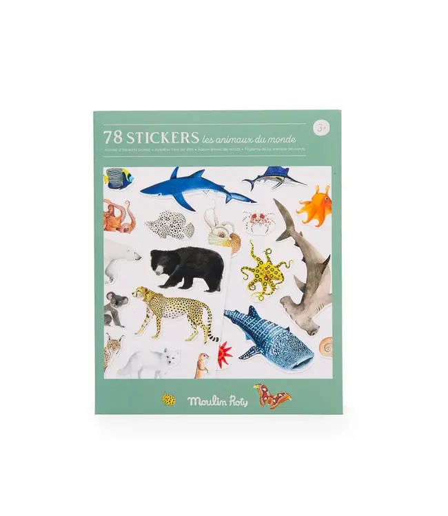 Moulin Roty | Removable Stickers | Animals of the World | 78 stickers | 3+