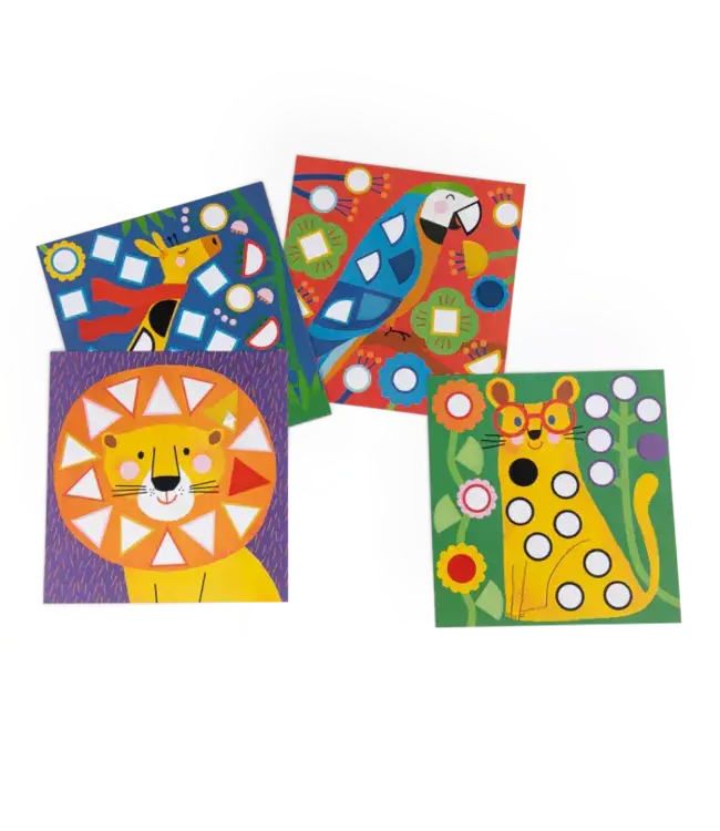 Moulin Roty | Geometrische Stickers | 10 kaarten | 300 stickers | 3 - 5 jaar