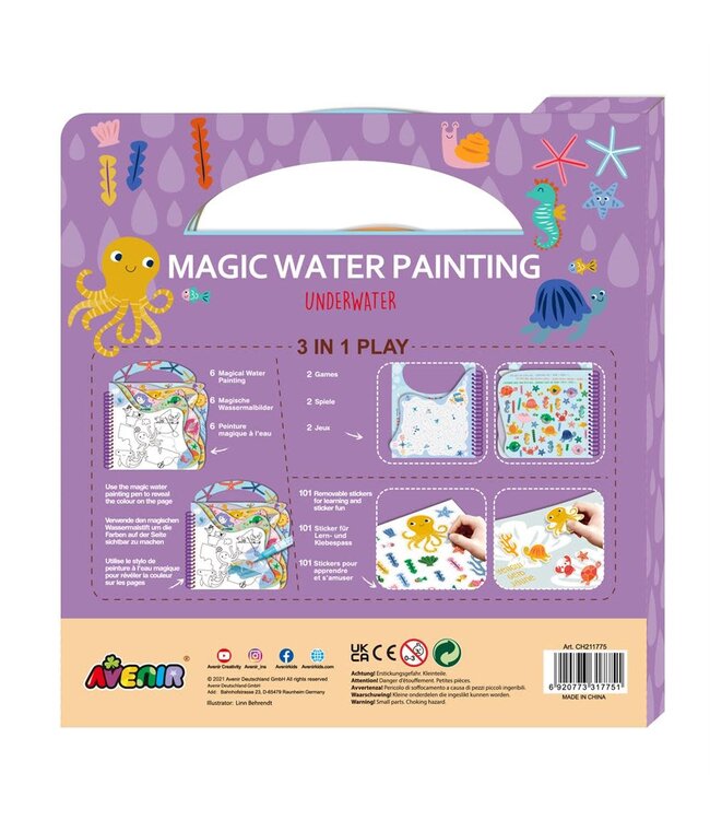 Avenir  | Magic Water Painting | Under Water | inclusief 110 Afneembare Stickers | 3+
