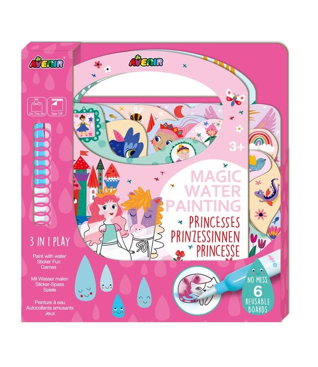 Avenir | Magic Water Painting | Prinses | inclusief 39 Afneembare Stickers | 3+