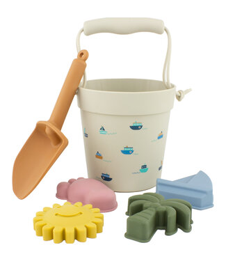 Ulysse | Siliconen Strandsetje | Emmer met schep en Zandvormpjes | 6 delig | 1+