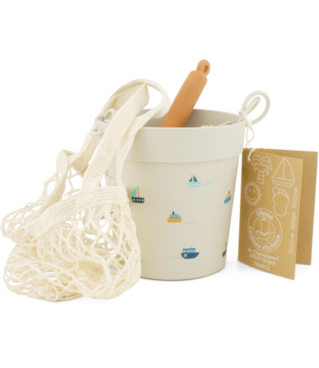 Ulysse | Siliconen Strandsetje | Emmer met schep en Zandvormpjes | 6 delig | 1+