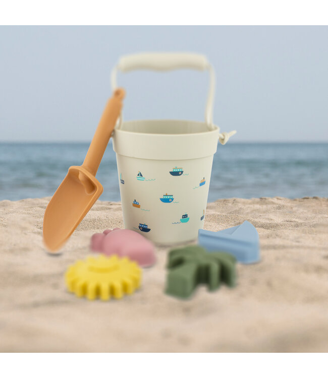 Ulysse | Siliconen Strandsetje | Emmer met schep en Zandvormpjes | 6 delig | 1+