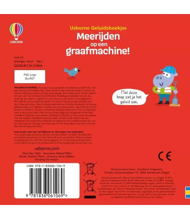 Usborne | Geluidenboek | Meerijden op een Graafmachine!  | 1+