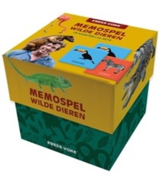 Freek Vonk | Dierenmemo | Memory Game | Wilde Dieren | 28 kaarten | 14 sets | 8,4 cm | 4+