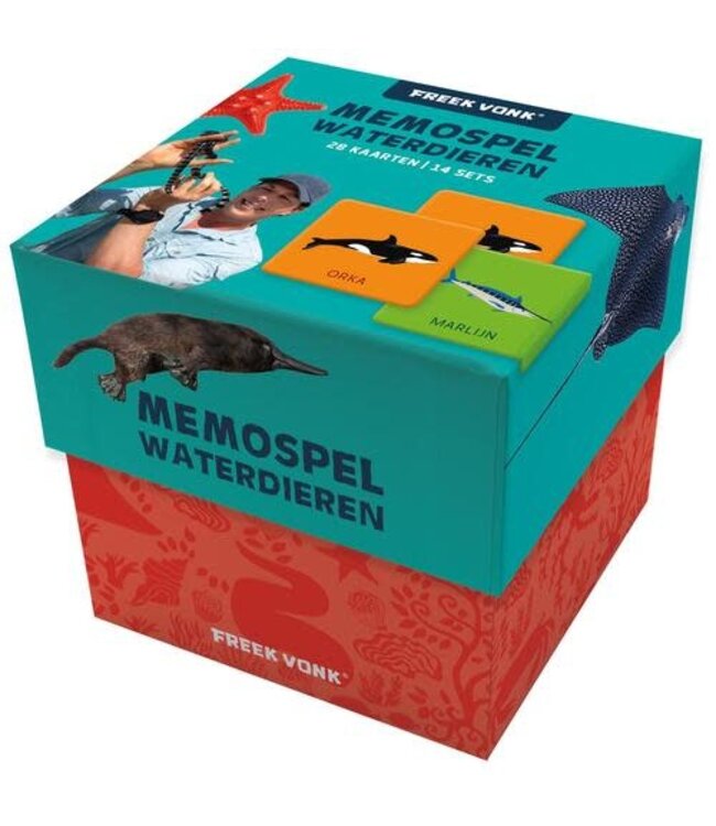 Freek Vonk | Dierenmemo | Memory Game | Waterdieren | 28 kaarten | 14 sets | 8,4 cm | 4+