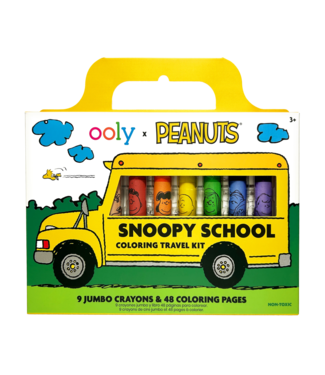 Ooly Ooly x Peanuts | Snoopy School Coloring Travel Kit | 9 x jumbo Waskrijt | kleurboek met 48 pagina's |  3+