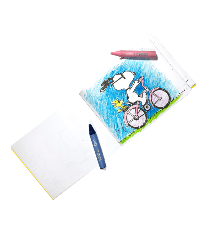 Ooly x Peanuts | Snoopy School Coloring Travel Kit | 9 x jumbo Waskrijt | kleurboek met 48 pagina's |  3+