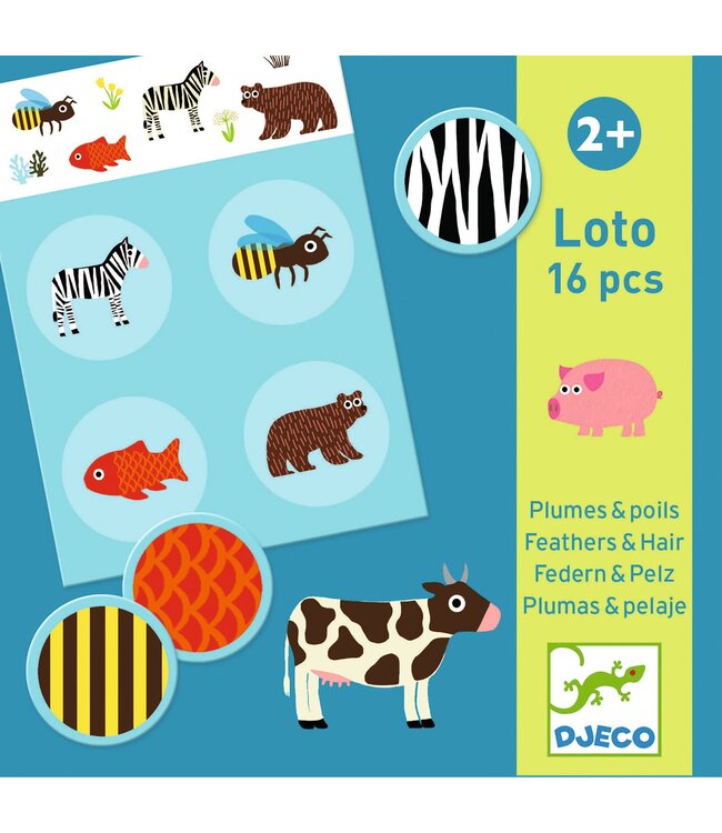 Djeco | Lotto | Dieren en hun Vacht | 16 delig | 2+