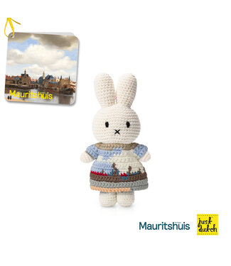 Just Dutch Gehaakte Knuffel | Miffy/Nijntje | View of Delft Dress | 25 cm | 100 % Cotton | 0+