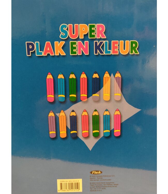 Flash | Kleurboek met 128 Stickers | Blauwe kaft | 3-6 jaar