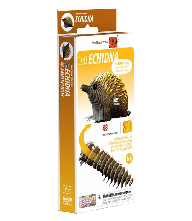 Eugy | 3D Cardboard Model Kit | Wild Life | Echydna - Mierenegel | 6+