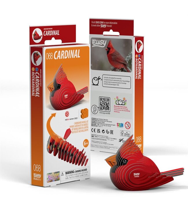 Eugy | 3D Cardboard Model Kit | Bird Life | Kardinaal | 6+