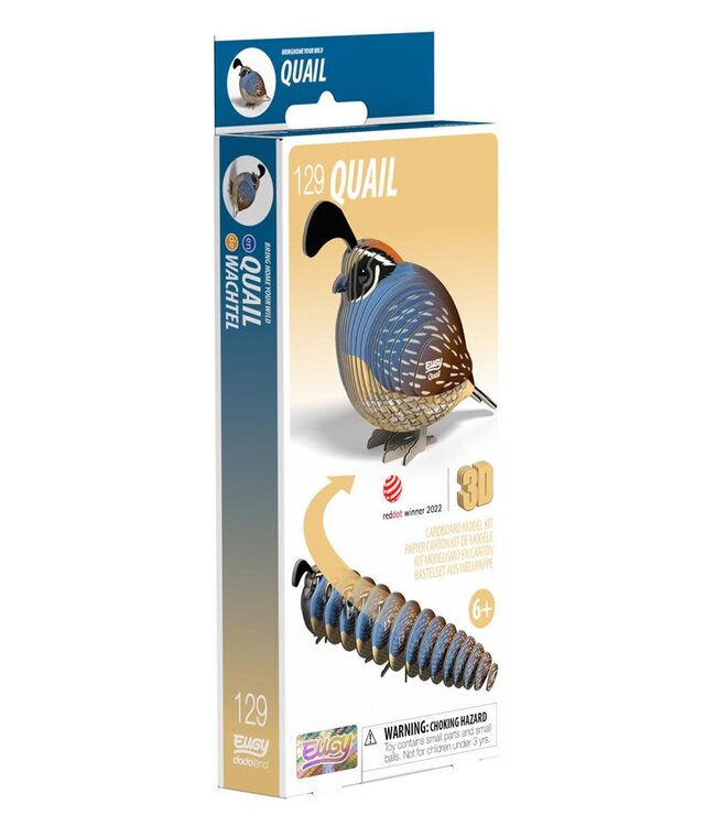 Eugy | 3D Cardboard Model Kit | Bird Life | Quail - Kwartel | 6+