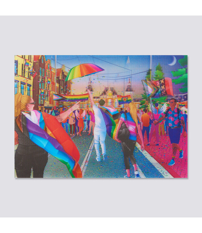 Orange Panda | Lenticulaire Kaart Bewegend | Pride Walk