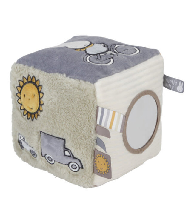 Tiamo | Stoffen Kubus | Activiteitenkubus met rammelaar | Nijntje | Fluffy Green | 14 cm | 0+