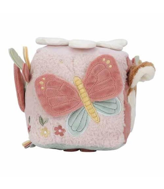 Little Dutch | Stoffen Kubus | Activiteitenkubus met rammelaar | Fairy Garden | 14 cm | 0+