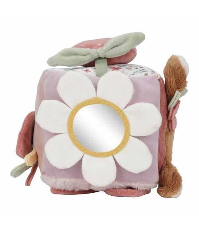 Little Dutch | Stoffen Kubus | Activiteitenkubus met rammelaar | Fairy Garden | 14 cm | 0+