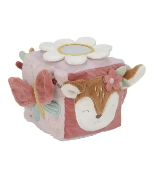 Little Dutch | Stoffen Kubus | Activiteitenkubus met rammelaar | Fairy Garden | 14 cm | 0+