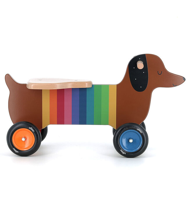 Vilac | Houten Loopfiets | Veelkleurige Tekkel | 59 x 22 x 33 cm | zithoogte 23,5 cm | 1+