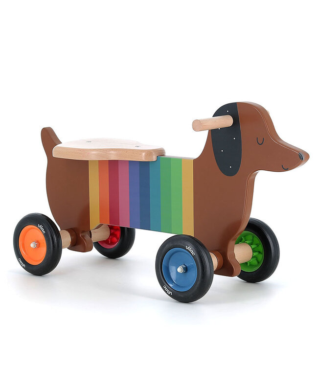 Vilac | Houten Loopfiets | Veelkleurige Tekkel | 59 x 22 x 33 cm | zithoogte 23,5 cm | 1+