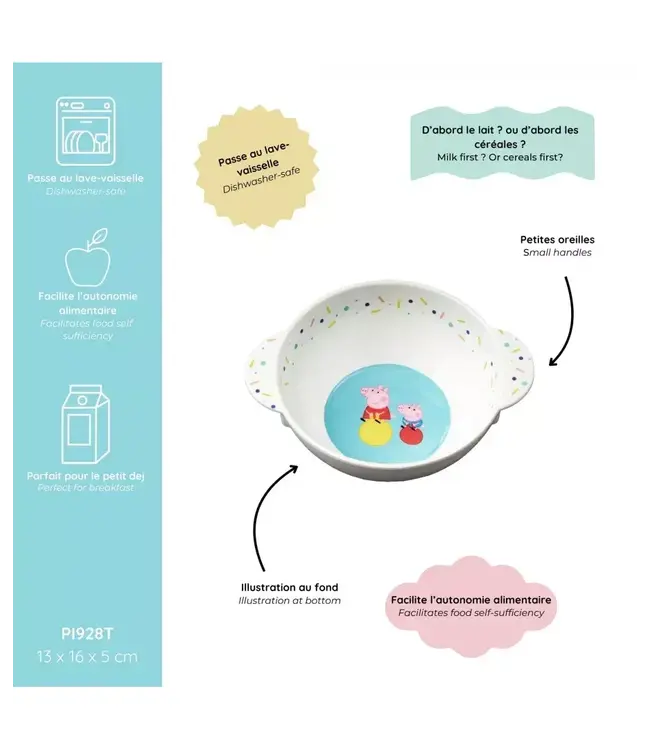 Petit Jour | Peppa Pig | Luxe Bowl | 13 x 16 x 5 cm