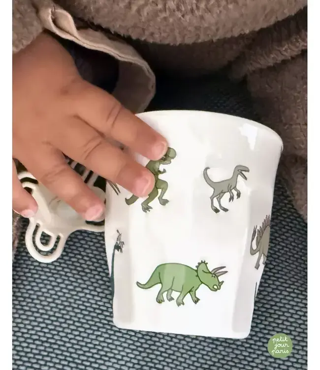 Petit Jour | Dinosaur | Hoekige Beker Zonder Oor | 150 ml | 7,5 cm | +6 mnd